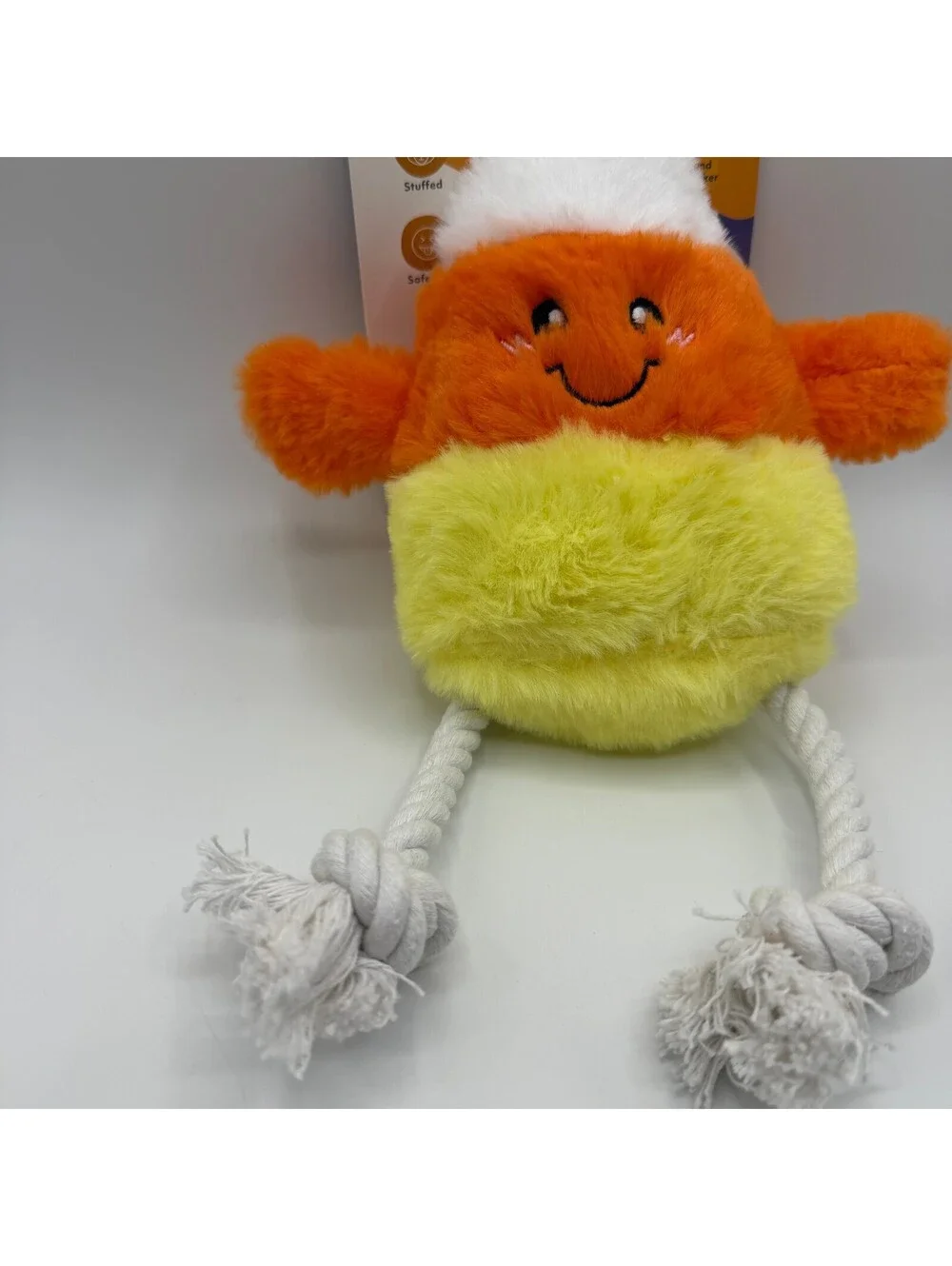 ZippyPaws Squeak Now Candy Corn Plush Dog Toy Halloween Rope Legs Squeaker NEW